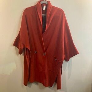 MARLA WYNNE O/S Cotton Blend Oversized Pockets Buttoned Poncho Cardigan NEW